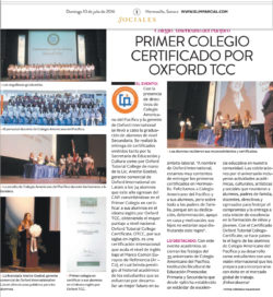Read more about the article “Colegio Americano del Pacífico, Primer Colegio en certificarse por OXFORD TCC”